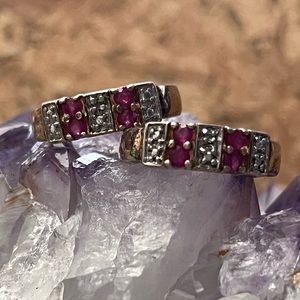 925 Ruby Hoop Earrings